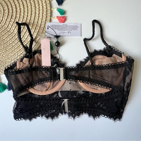 For Love And Lemons Faye Lace Underwire Bra Black Small NEW - Picture 6 of 9